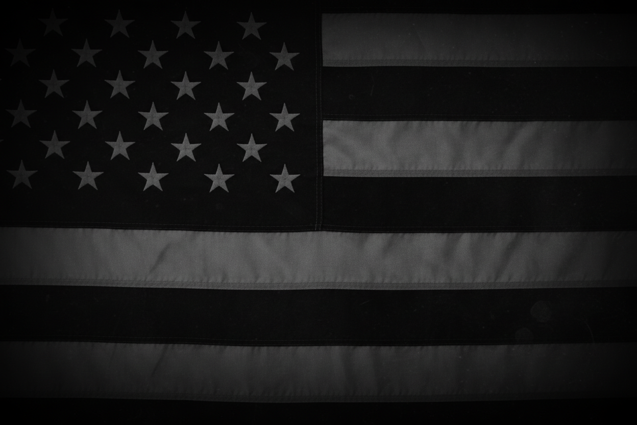 dark black and grey american flag with dark overlay filter 